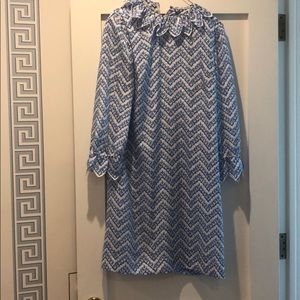 Vintage floral print dress baby blue/white